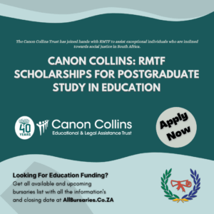 Canon Collins RMTF Scholarships for Postgraduate Study in Education